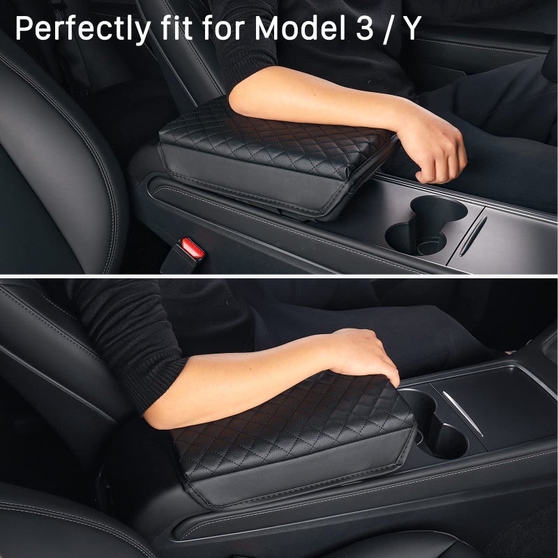 Carwiner Center Console Cover for Tesla Model 3 Model Y  PU Leather Armrest Box Cushion Protector Accessories - Image 3